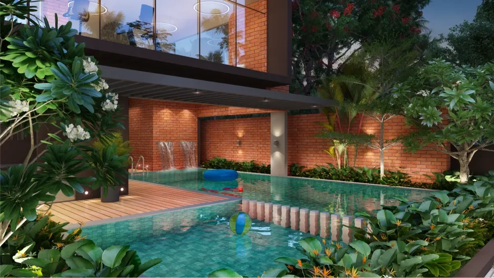 swimming pool at parka lumiere luxury villas in trivandrum